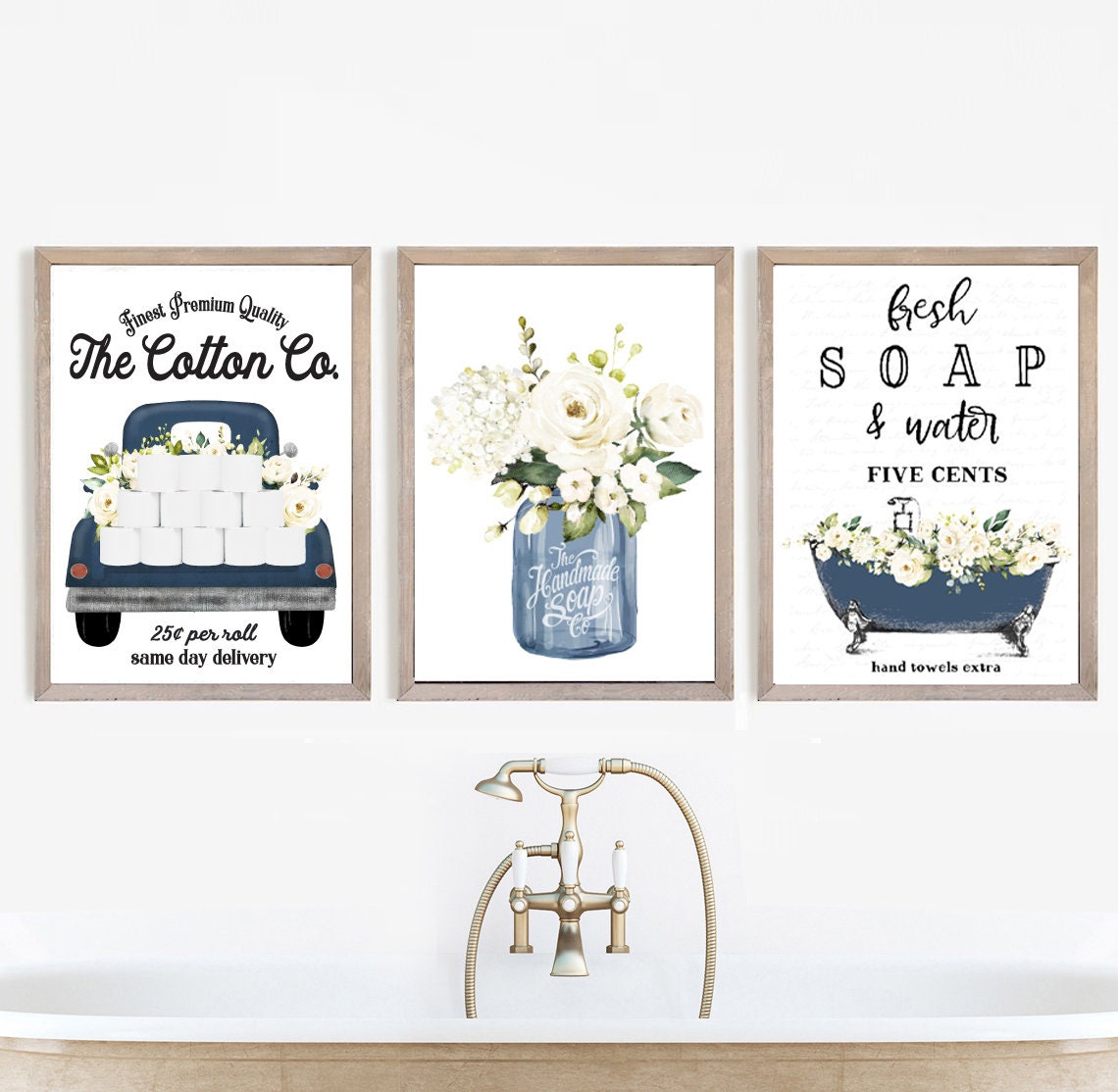 Navy Blue Wall Decor for Bathroom: Style and Serenity